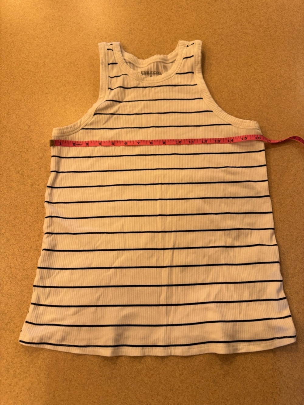 Maurices White Tank Top with Navy Stripe